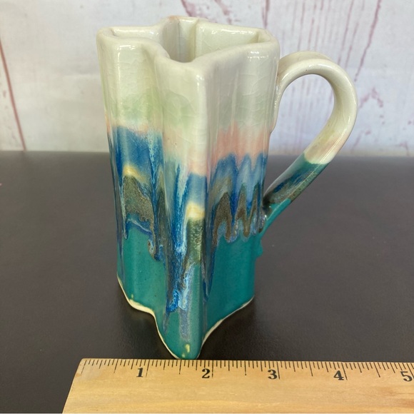 Texas State Shaped Coffee Cup Mug Drip Glaze Pottery 4.5" Vintage 6oz Wilder ‘96 - Picture 11 of 11